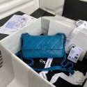 First-class Quality Chanel flap bag Grained Calfskin & Lacquered Metal AS2302 blue HV06063fm32