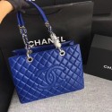 First-class Quality Chanel LE BOY GRAND SHOPPING TOTE BAG GST A50995 blue Silver chain HV07923xO55