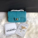 First-class Quality Chanel Mini Flap Bag Python & Gold-Tone Metal A69900 blue HV11903fm32