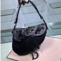 First-class Quality Dior SADDLE-TAS VAN KALFSLEER Bag Flower M0446C black HV06828xO55