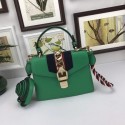 First-class Quality Gucci GG original leather sylvie embroidered mini bag A470270 green HV02048fm32