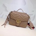 First-class Quality Gucci Marmont original calfskin small shoulder bag 498100 apricot HV09748xO55