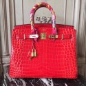 First-class Quality Hermes Birkin Tote Bag Croco Leather BK35 red HV05462Sf41