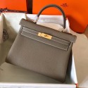 First-class Quality Hermes original Togo leather kelly bag KL320 dark grey HV00668xO55