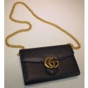 Gucci GG Marmont Leather mini Chain Bag 401232 Black HV07183Gw67