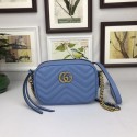 Gucci GG marmont matelasse calfskin mini bag 448065 blue HV11326jo45