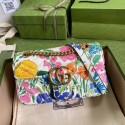 Gucci GG Marmont matelasse Mini Bag 446744 White flowers HV01707Ty85
