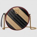 Gucci GG Marmont mini round shoulder bag 550154 Beige and black HV06301nE34