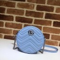 Gucci GG Marmont mini round shoulder bag 550154 Pastel blue HV09674KX86