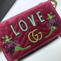 Gucci GG Marmont original suede leather shoulder bag 488426 pink HV01179nS91