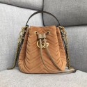 Gucci GG Marmont quilted leather bucket bag 525081 Camel suede HV01079KX51