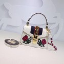 Gucci GG original leather sylvie embroidered mini bag 470270 white HV06488Oj66
