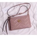 Gucci Laminated leather small shoulder bag 453878 pink HV01822Pf97