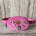 Gucci Marmont matelasse Velvet leather belt bag B476434 pink HV00131TL77