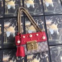 Gucci Padlock small GG Pearl shoulder bag A409487 red HV05027Mc61