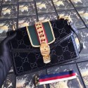 Gucci Sylvie GG velvet small shoulder bag 524405 black HV10187Tk78