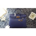 Hermes Birkin 35cm tote bag litchi leather H35 royal blue HV07956gN72