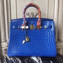 Hermes Birkin Tote Bag Croco Leather BK35 blue HV00697Bw85