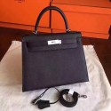 Hermes Kelly 32cm Shoulder Bags Original espom leather black HV03323Gh26