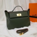 Hermes Kelly togo Leather Tote Bag H2424 Blackish green HV07023uZ84