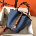 Hermes Picotin Lock PM Bags Original Leather H8688 blue&brown HV09913Is79