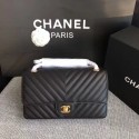 High Imitation Chanel Flap Shoulder Bags black Leather CF 1112V gold chain HV02826bg96
