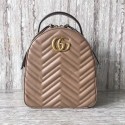High Imitation Gucci GG Marmont Quilted Leather Backpack 476671 Apricot HV01731bg96