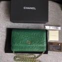 High Quality Chanel WOC Mini Shoulder Bag A33814 green gold chain HV02565pR54
