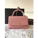 High Quality Imitation Chanel original grained leather flap bag with top handle A92292 pink gold chain HV07065wn47