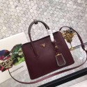 High Quality Imitation Prada Saffiano Cuir Original Leather Tote Bag bn2755 burgundy&gray HV10715wn47