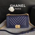 High Quality Replica Chanel LE BOY Shoulder Bag Original Sheepskin Leather 67086V blue Gold Buckle HV00923aR54