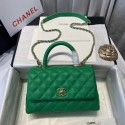 Hot Chanel flap bag with top handle A92990 green HV01194cT87