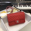 Hot Chanel Small Classic Handbag Grained Calfskin & silver-Tone Metal A69900 red HV00054cT87