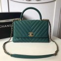 Imitation AAA Chanel Flap Bag with Top Handle A92991 green HV04922RP55