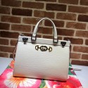 Imitation AAA Gucci Zumi Ostrich leather medium top handle bag 564714 white HV01272RP55