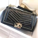 Imitation BOY CHANEL Handbag Crumpled Calfskin & Gold-Tone Metal A67086 black HV05633ye39