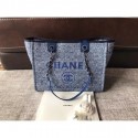 Imitation Chanel Canvas Original Leather Shoulder Shopping Bag A2370 blue HV01452uq94