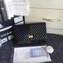 Imitation Chanel classic clutch Calfskin & Gold-Tone Metal 35629 black HV05268ye39