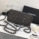 Imitation Chanel Classic Clutch with Chain Grained Calfskin & silver-Tone Metal A84450 dark grey HV03584zn33