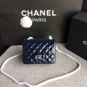 Imitation Chanel Classic Flap Bag original Patent Leather 1115 dark blue HV11980sJ18