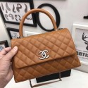 Imitation Chanel Classic Top Handle Bag A92991 Light brown Silver chain HV10155sJ18