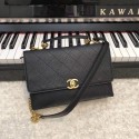 Imitation Chanel flap bag Grained Calfskin & Gold-Tone Metal AS0305 black HV03644QN34