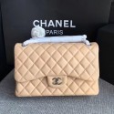 Imitation Chanel Flap Original Lambskin Leather Shoulder Bag CF1113 apricot silver chain HV08378lH78