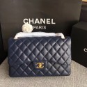 Imitation Chanel Flap Original Lambskin Leather Shoulder Bag CF1113 Dark blue gold chain HV04809EY79