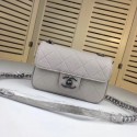 Imitation Chanel mini Leather cross-body bag 7739 grey HV03091Dl40