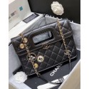 Imitation Chanel Original Soft Leather Bag & Gold-Tone Metal AS1430 black HV03514SU34