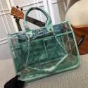 Imitation Fashion Chanel transparent Calf leather Tote Shopping Bag 8048 green HV10848kd19