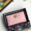 Imitation Gucci GG Marmont mini Shoulder Bag Calfskin Leather 443447 pink HV09661Dl40