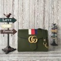 Imitation Gucci GG Marmont original quilted leather Shoulder Bag 476468 green HV06757Tm92