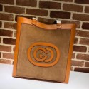 Imitation Gucci Grinding Original Leather Top Handle Shopping Bag GG519335 Maroon&Orange HV10407Tm92